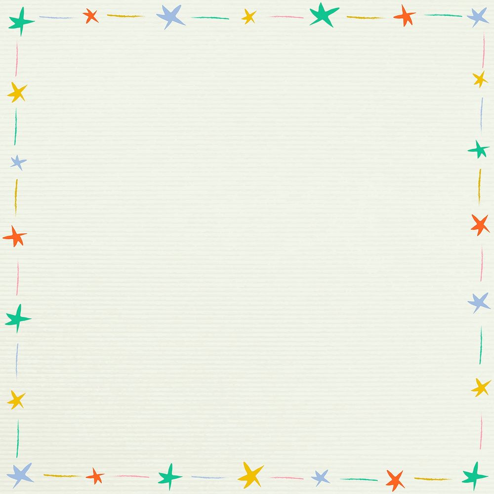 Cute colorful illustrated star frame on a beige background vector