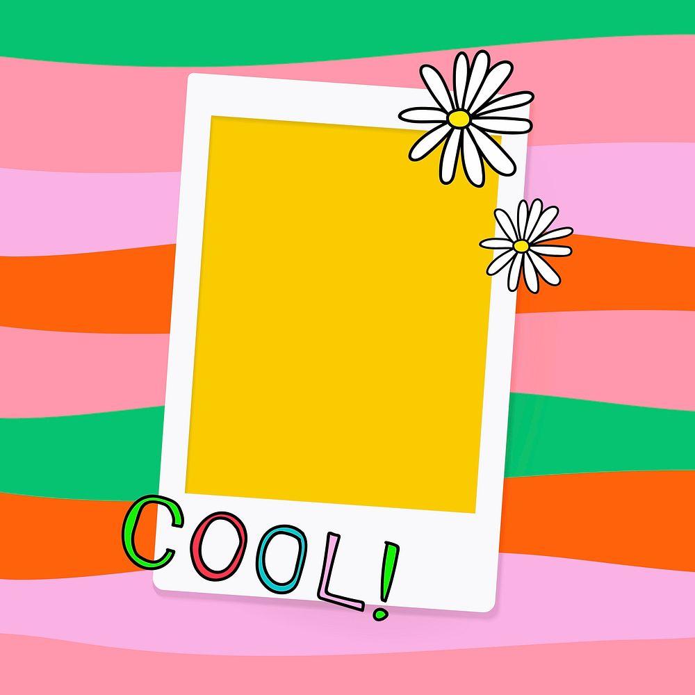 White instant photo frame on colorful background vector
