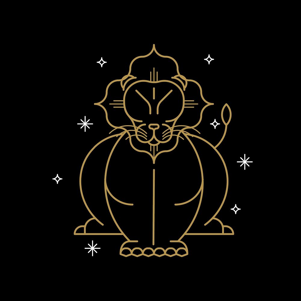 Gold Leo astrological sign on a black background vector
