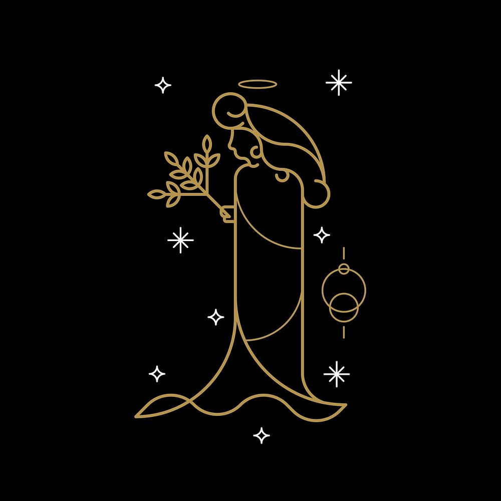 Gold Virgo astrological sign on a black background vector