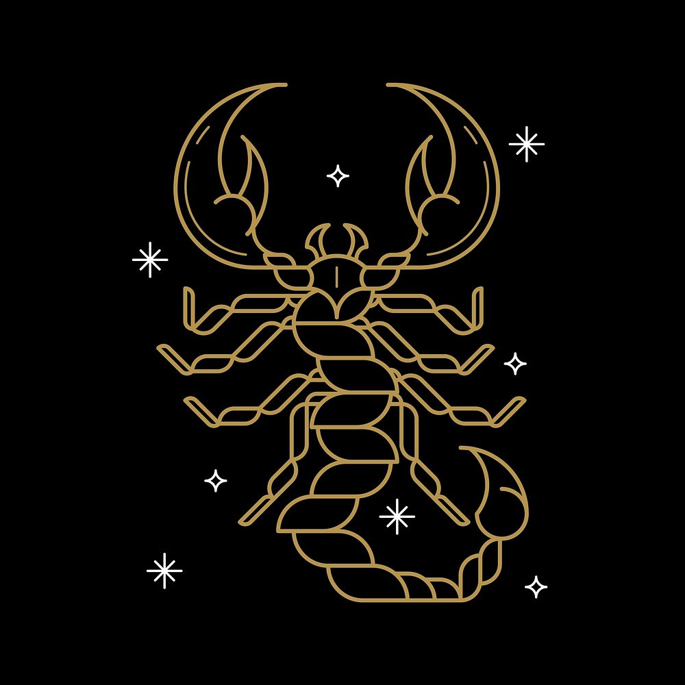 Gold Scorpio astrological sign on a black background vector