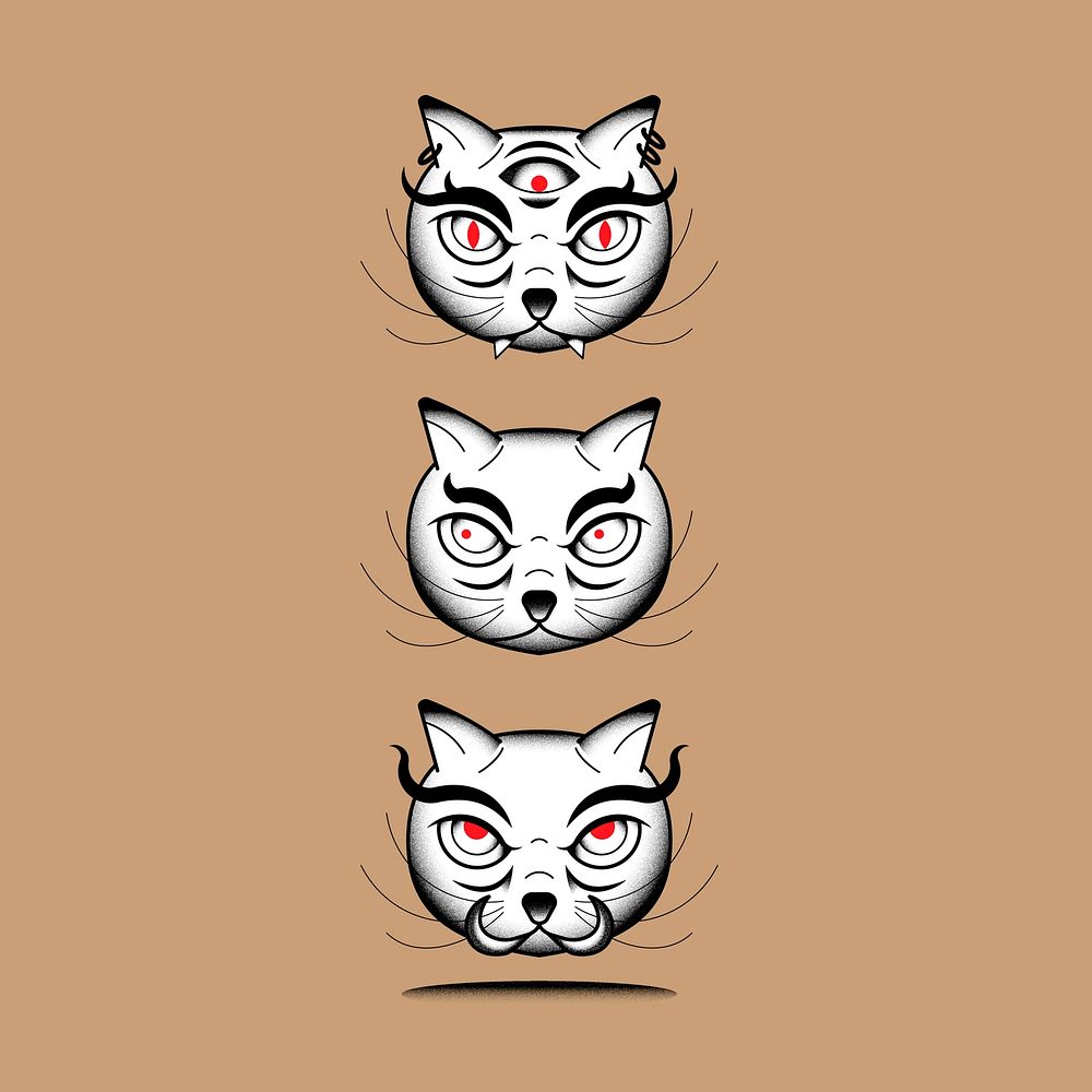 Bakeneko Japanese monster cat element on a brown background vector