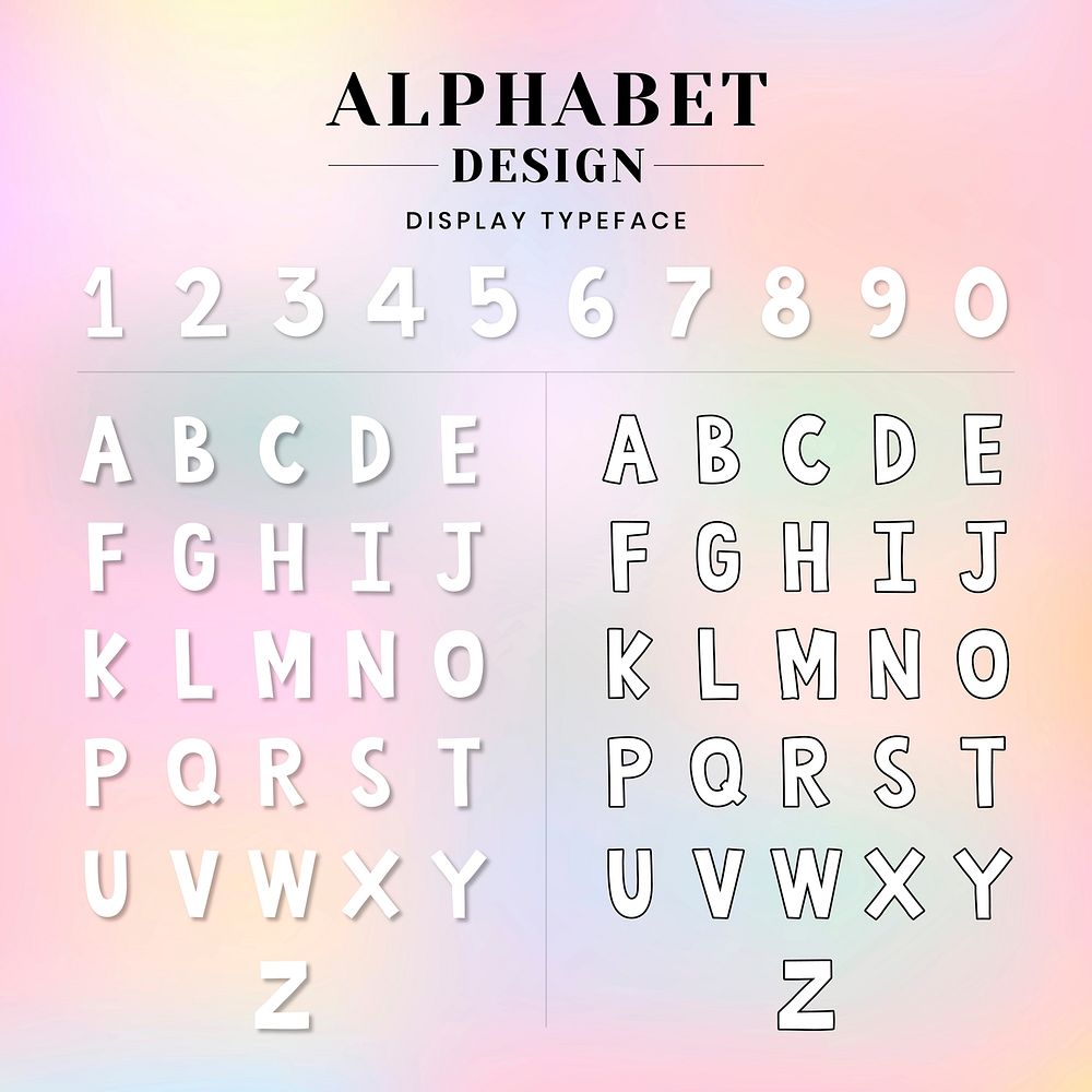 Alphabet and number set vector