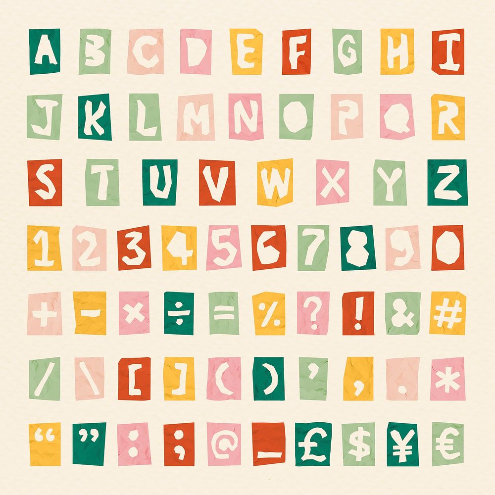 Alphabet, Numbers psd Symbols font lettering