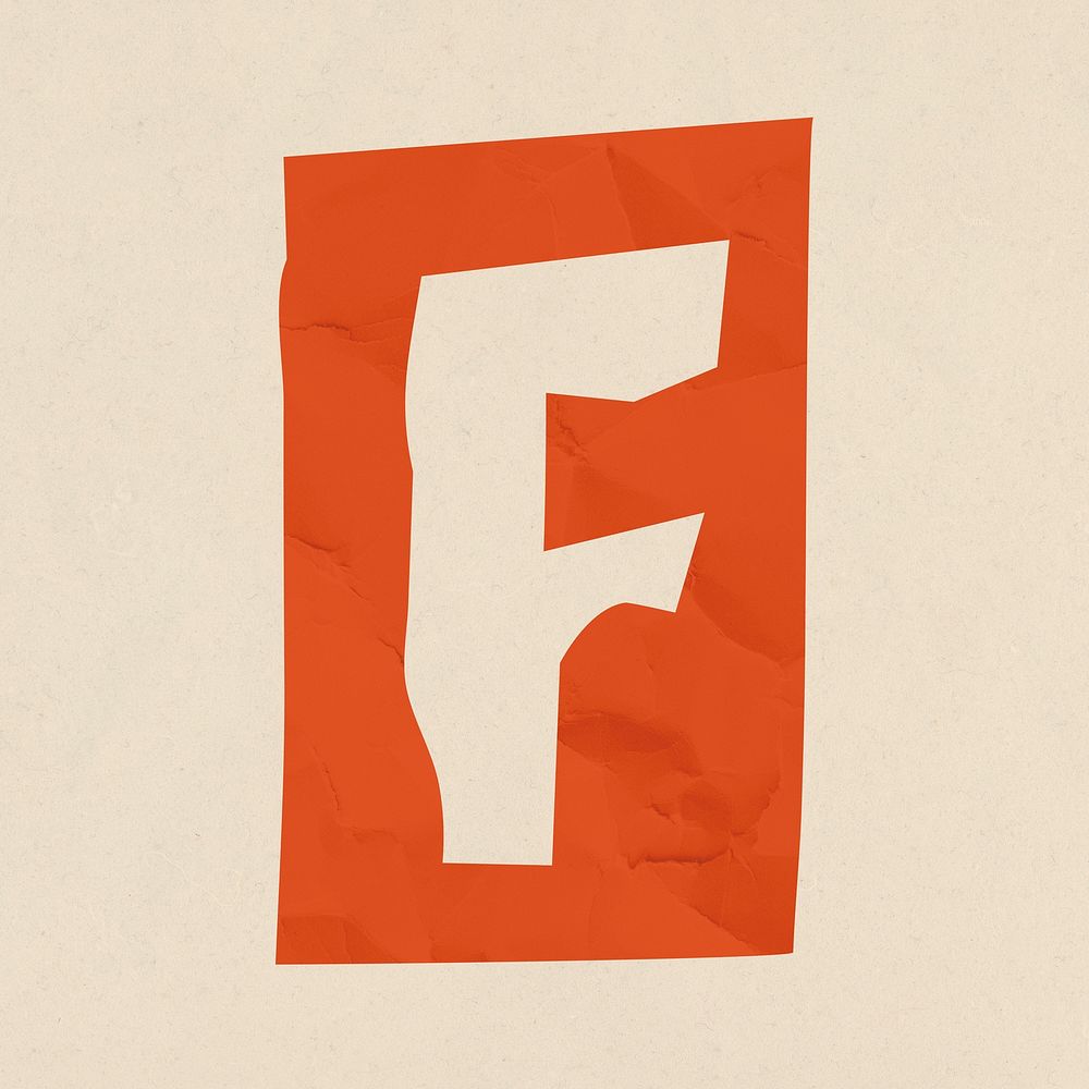 F letter paper cut alphabet mockup typography font