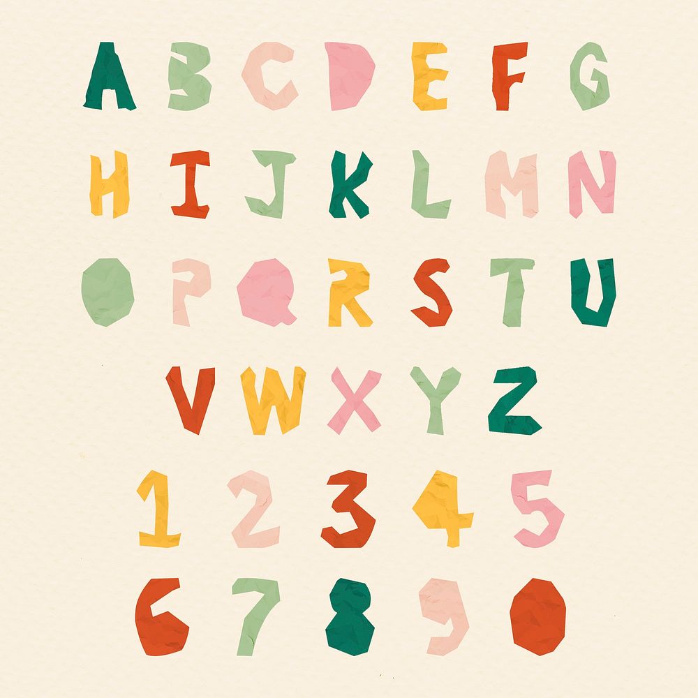 Psd alphabet numbers typography set 