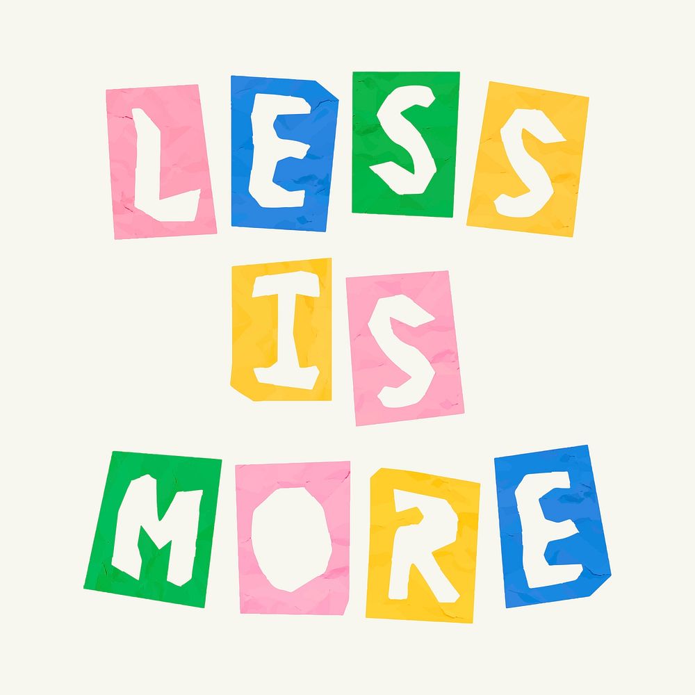Word less is more paper cut typography font