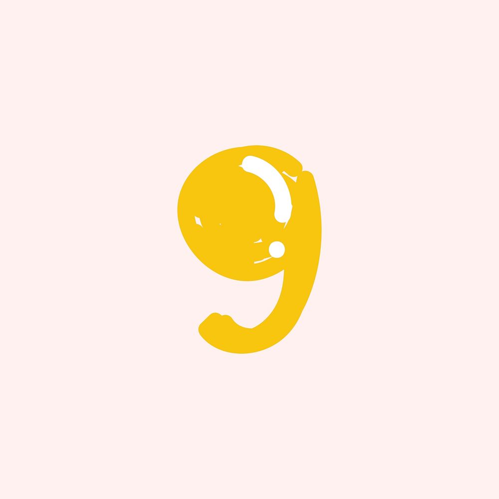 Symbol comma doodle font pastel typography