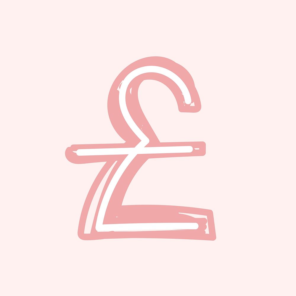 Pastel pound sign symbol doodle font hand drawn
