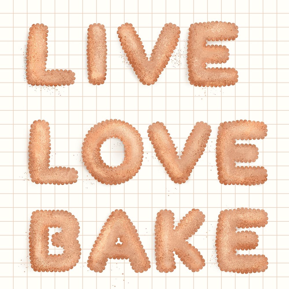 LIVE LOVE BAKE cookie style template typography