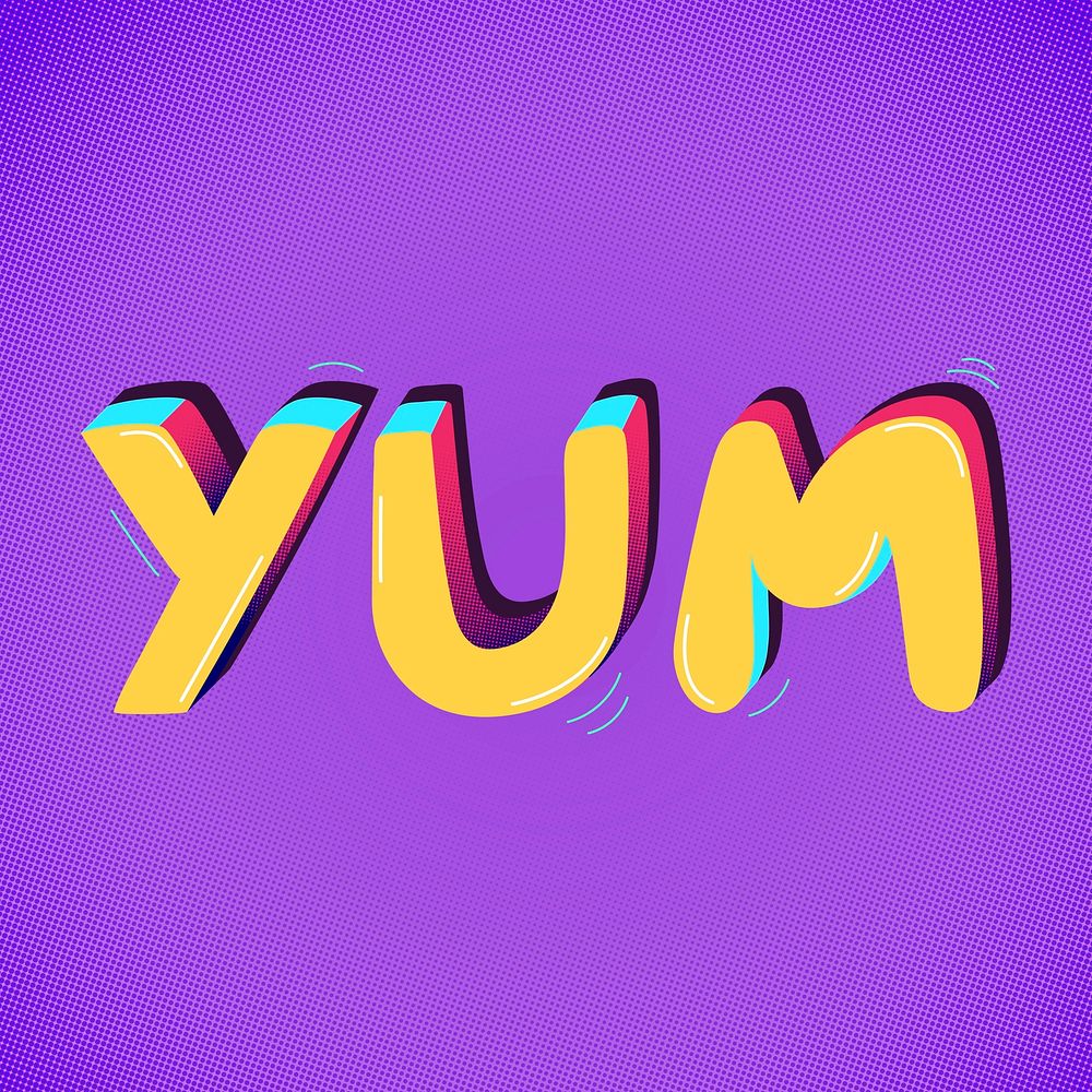Yum funky text interjection typography vector