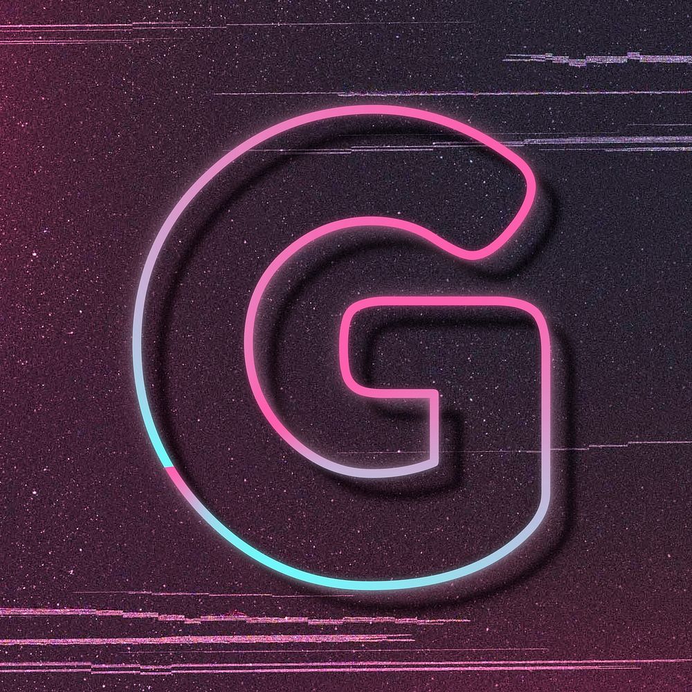 Capital letter G psd neon font typography