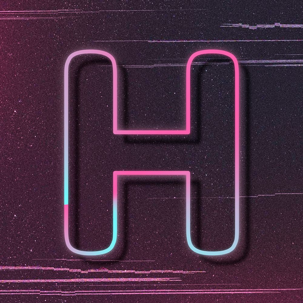 Capital letter H psd neon font typography