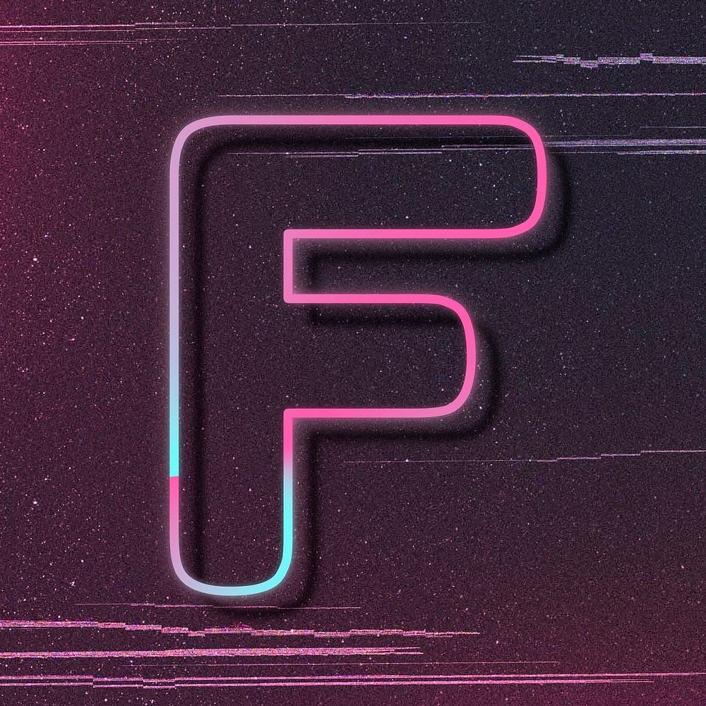 Capital letter F psd neon font typography