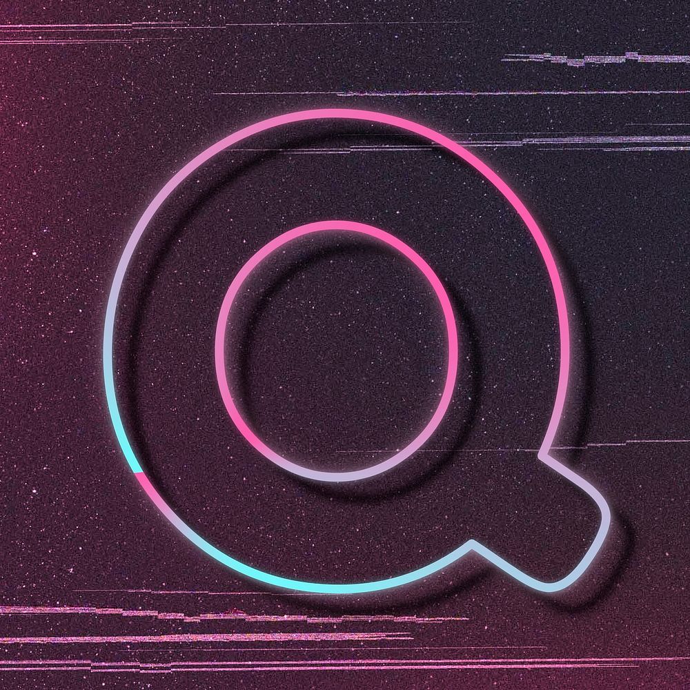 Letter Q psd pink neon font typography