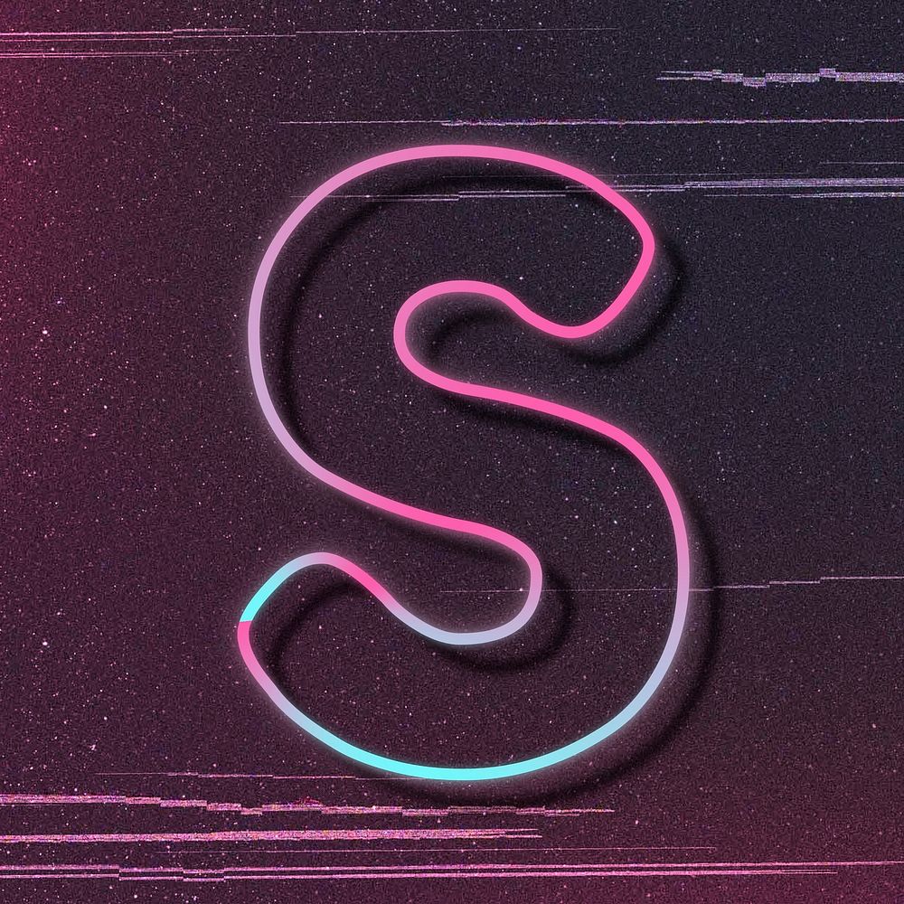 Letter S psd pink neon font typography