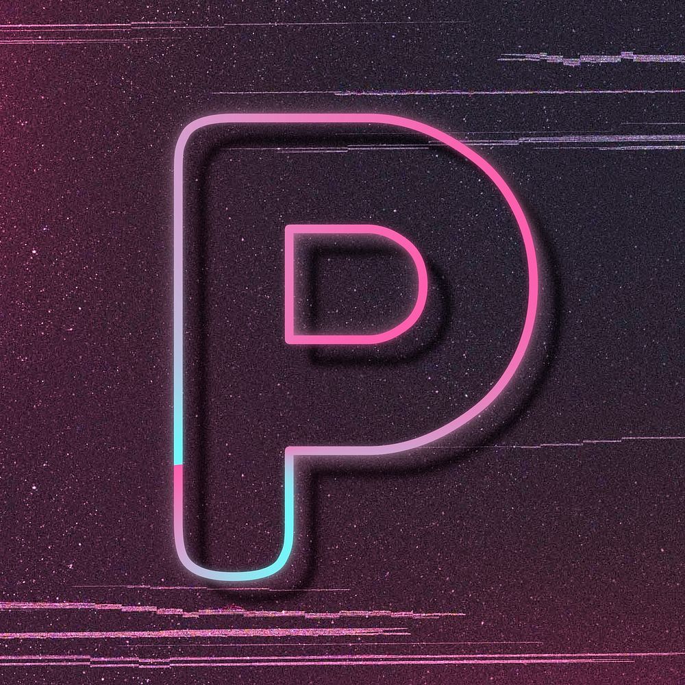 Letter P psd pink neon font typography