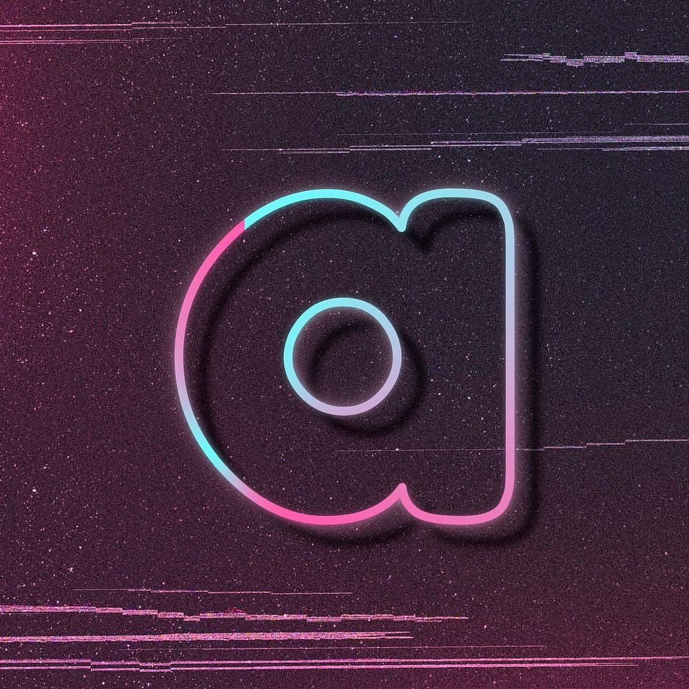 Gradient pink neon letter a psd