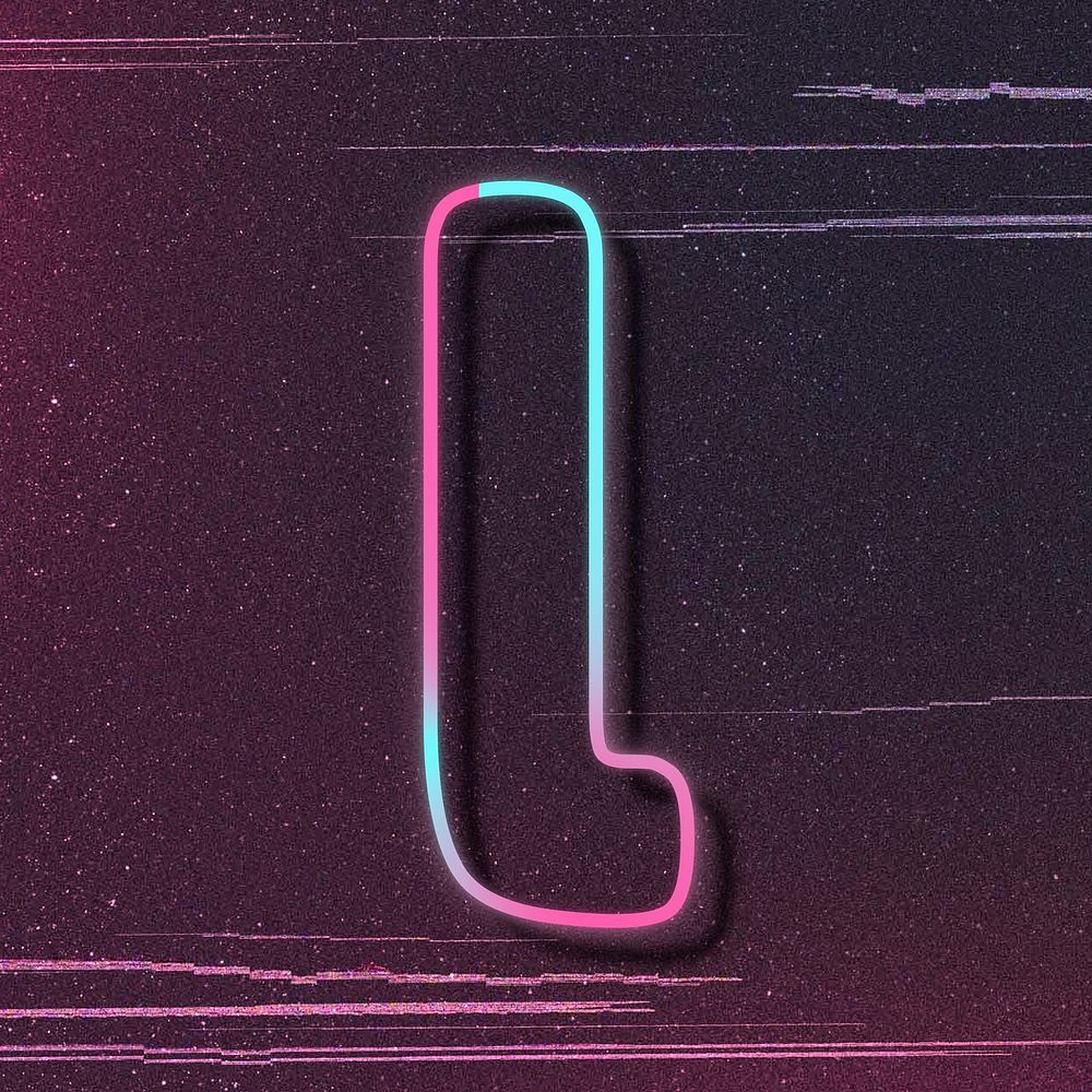 Letter l psd neon font typography