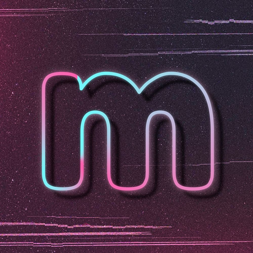 Letter m psd neon font typography