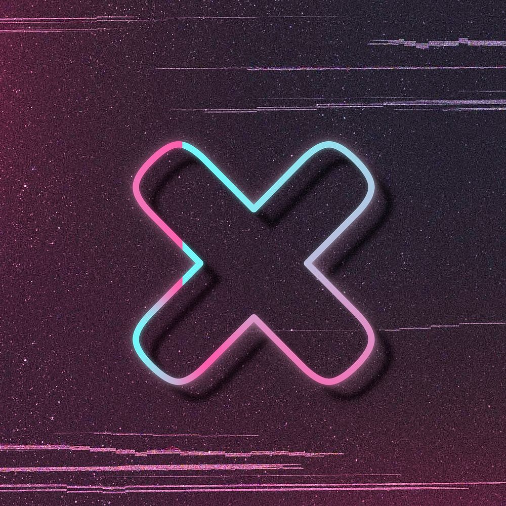Pink neon glow letter x psd font typography