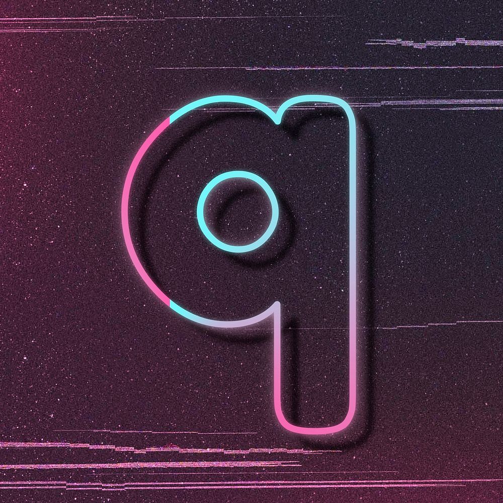 Gradient pink lowercase letter q psd