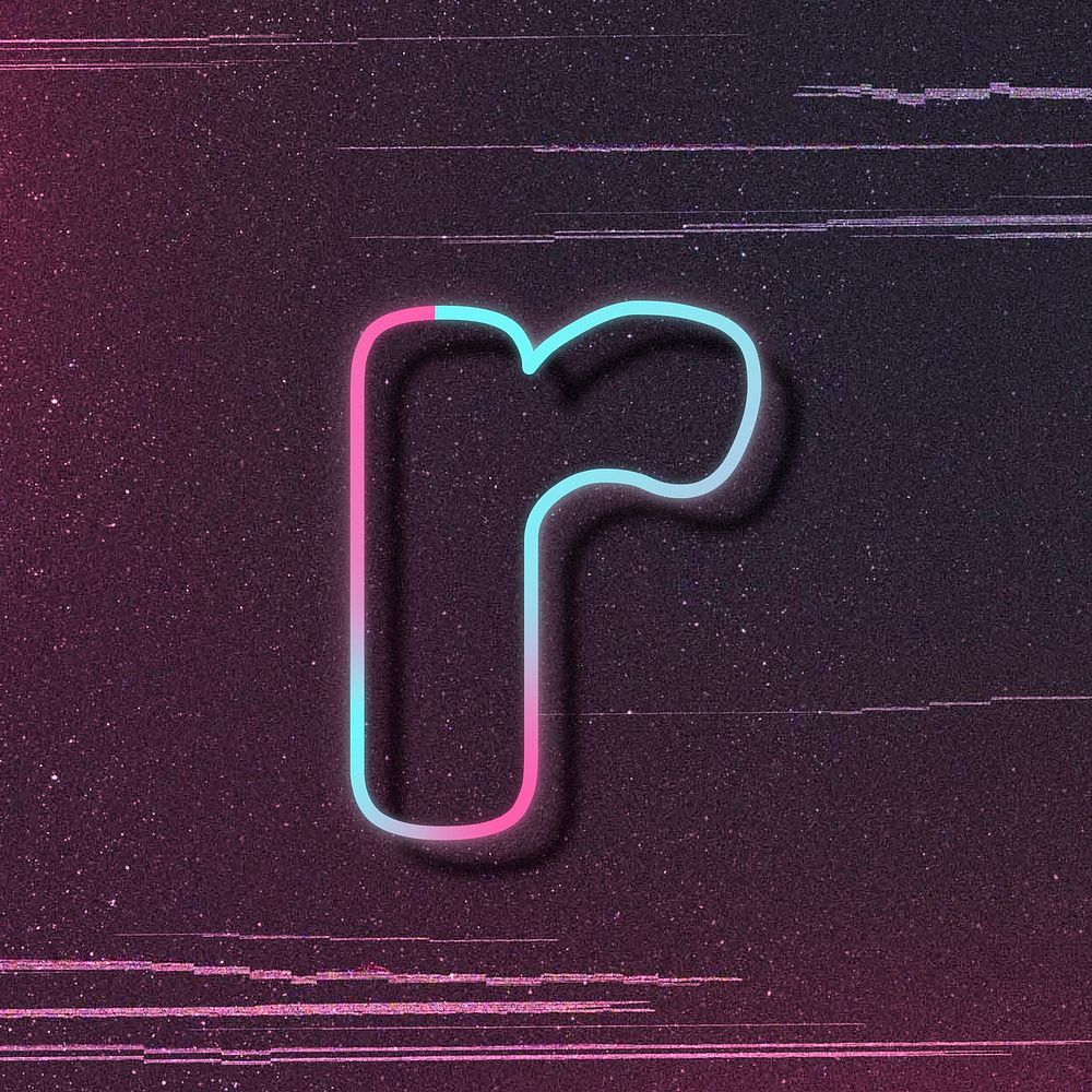 Pink neon glow letter r psd font typography