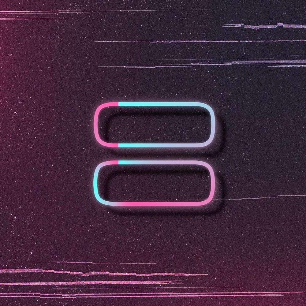 Equals sign psd neon font typography