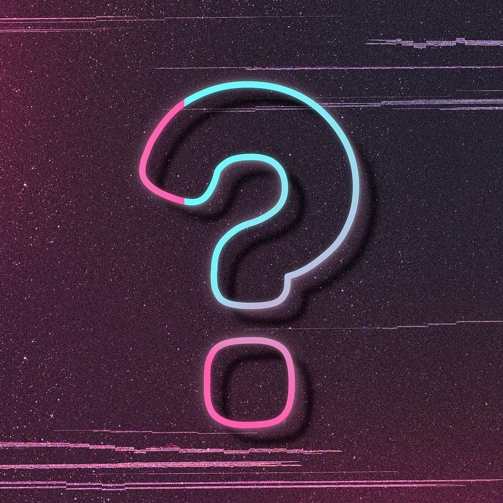 Pink neon glow question mark symbol psd font typography