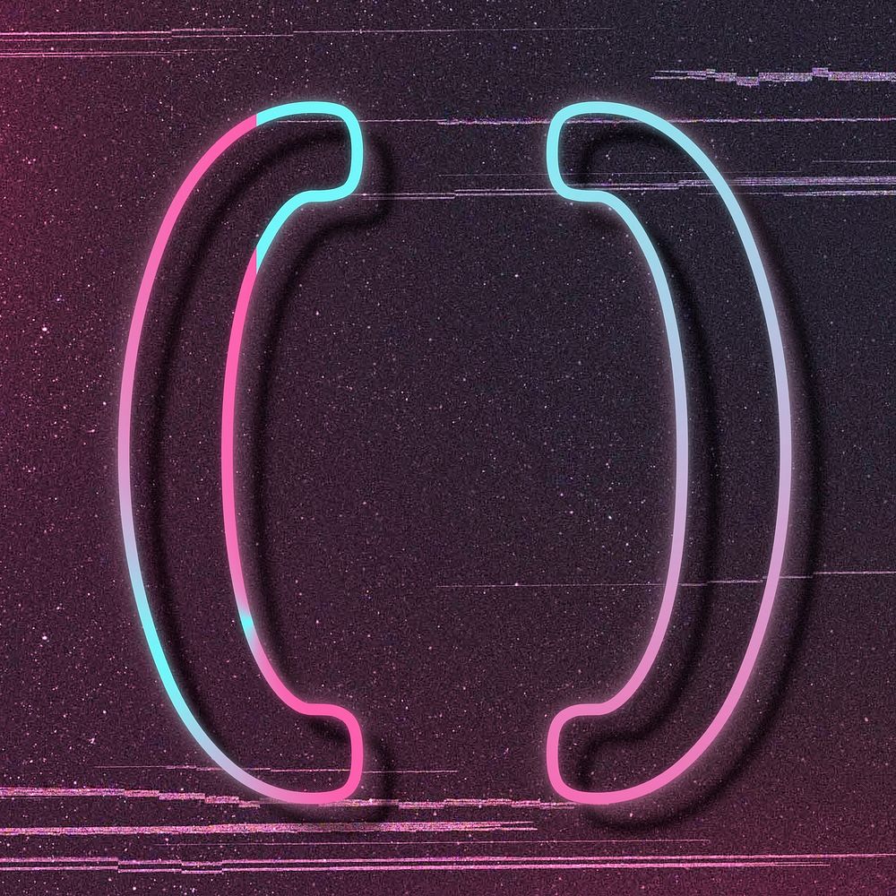Pink neon glow round brackets psd symbol typography