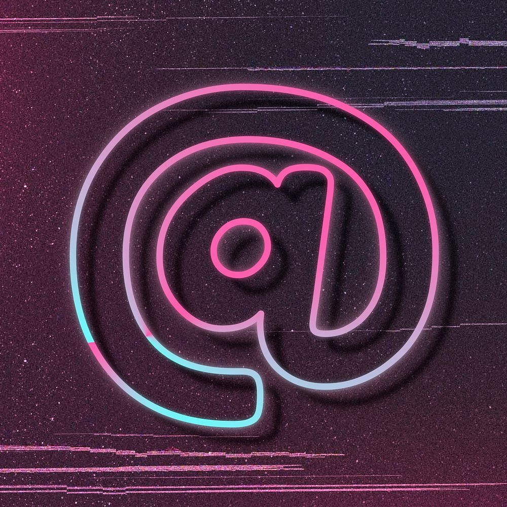 Pink neon glow at sign psd font typography