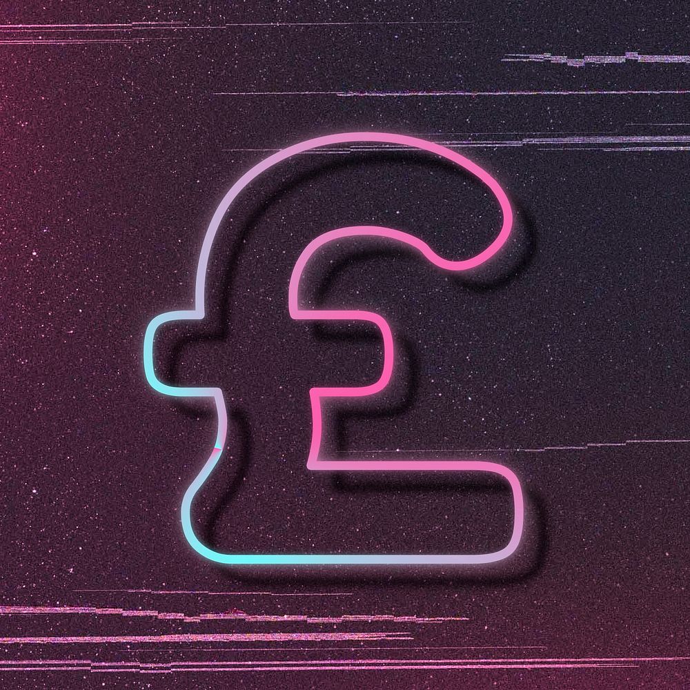 Pink neon glow pound sign psd font typography