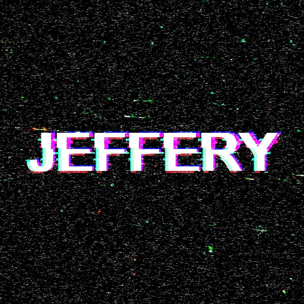 Jeffery name typography glitch effect