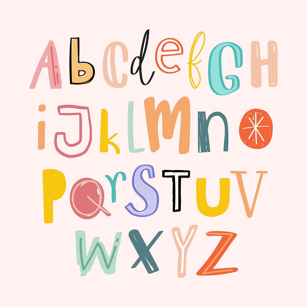 Alphabets doodle typography vector set
