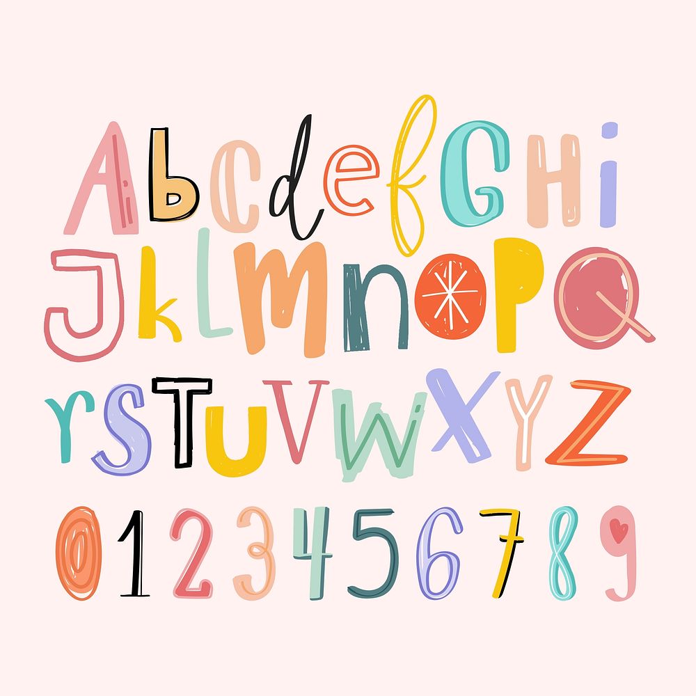 Alphabets hand drawn doodle style set vector