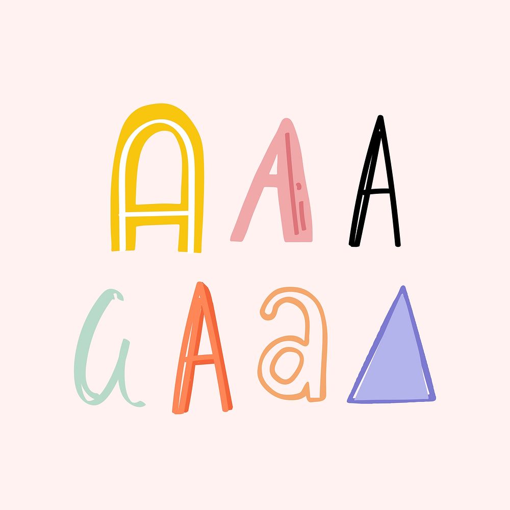 A letter doodle typography vector font set