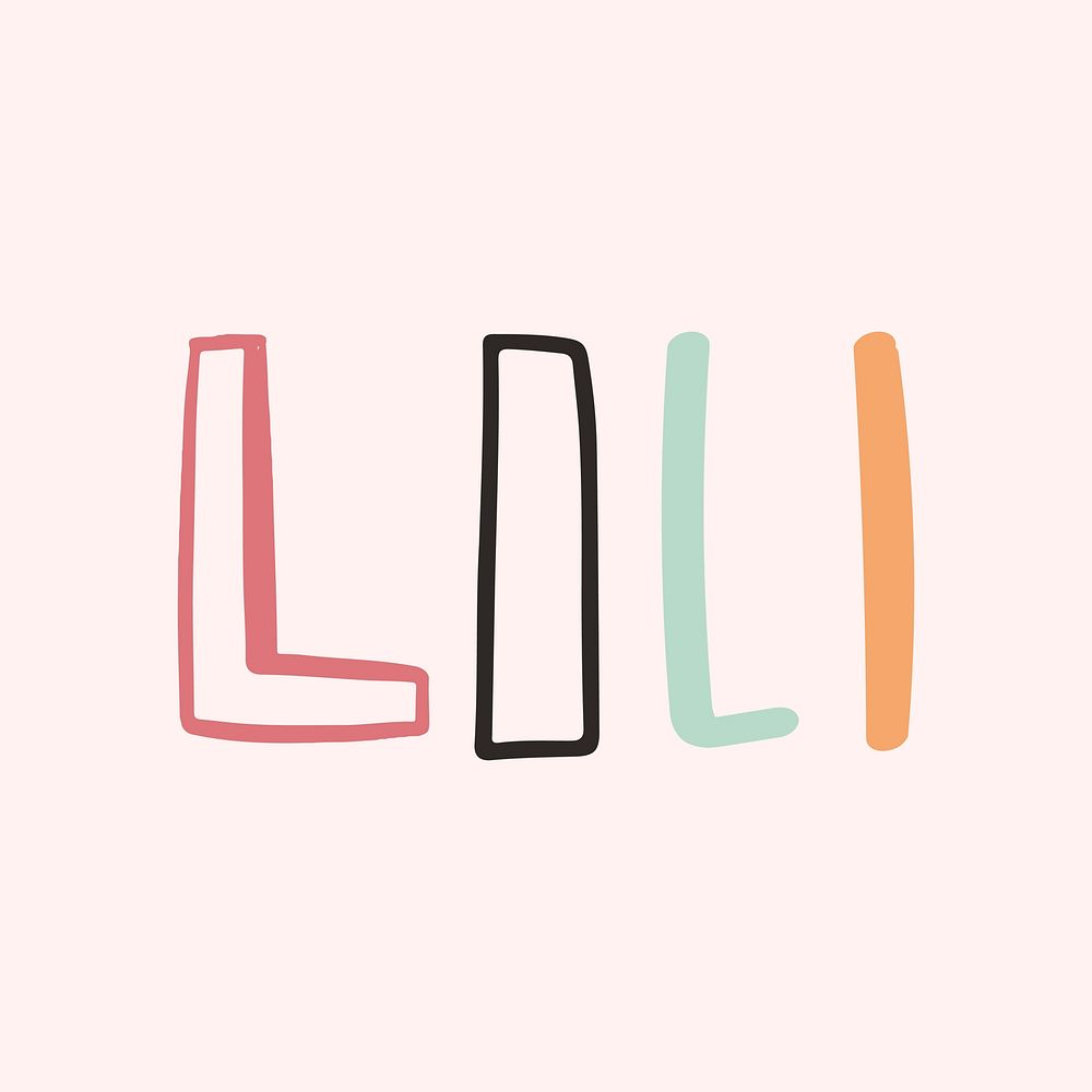 Letter L doodle typography vector font set
