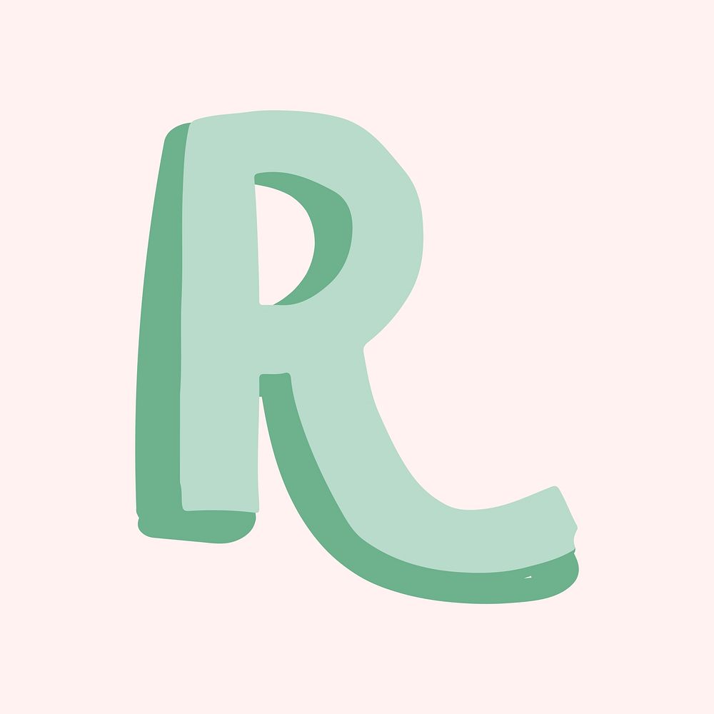 R letter doodle typography font vector