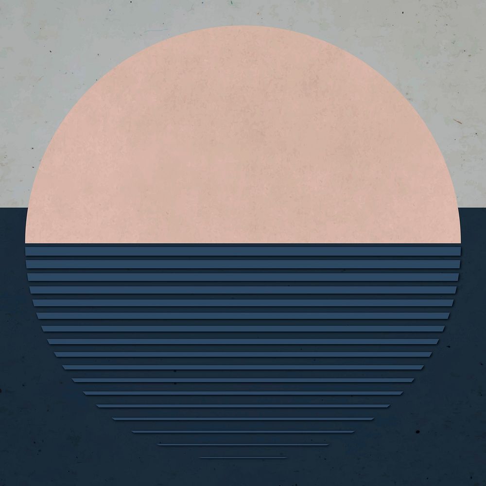 Landscape sun geometric vector minimal poster style retro