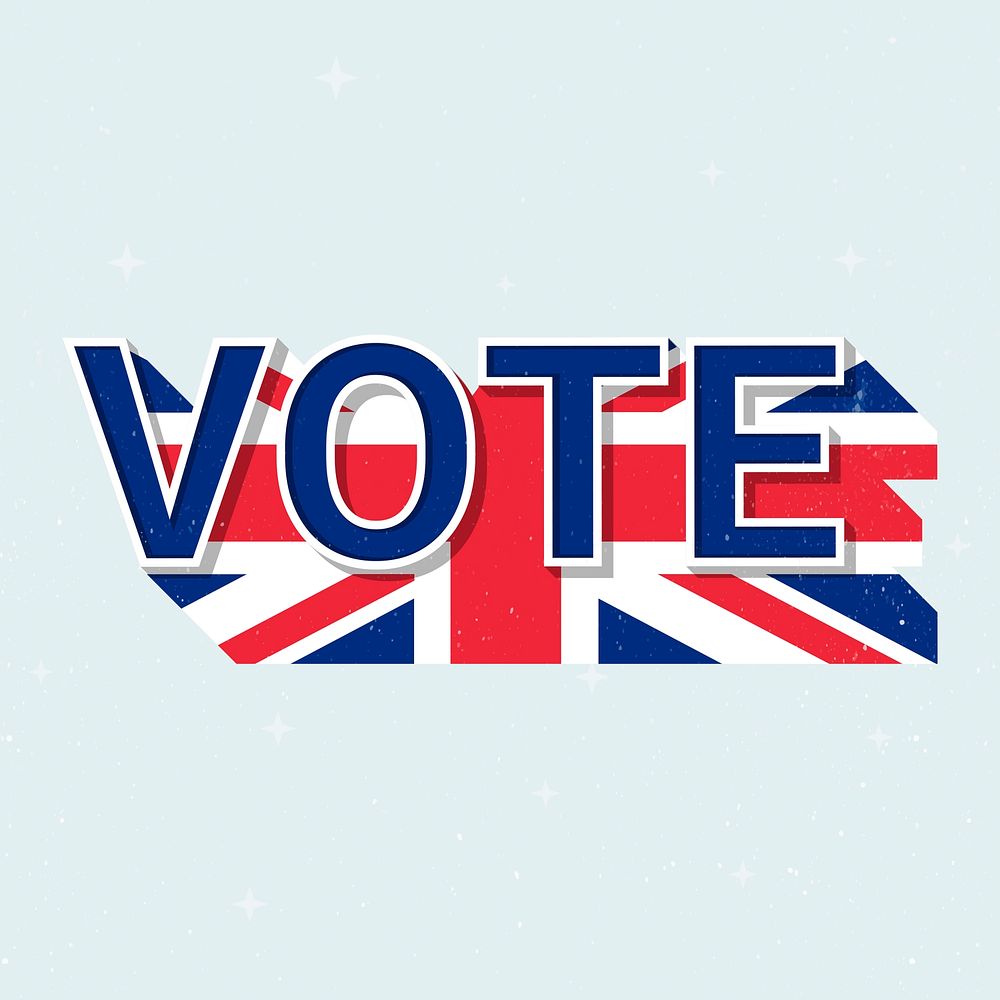 United Kingdom flag vote text psd election