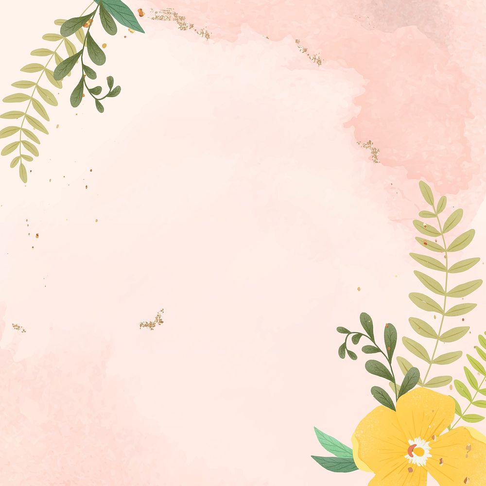 Pastel pink flowers psd on pink watercolored background