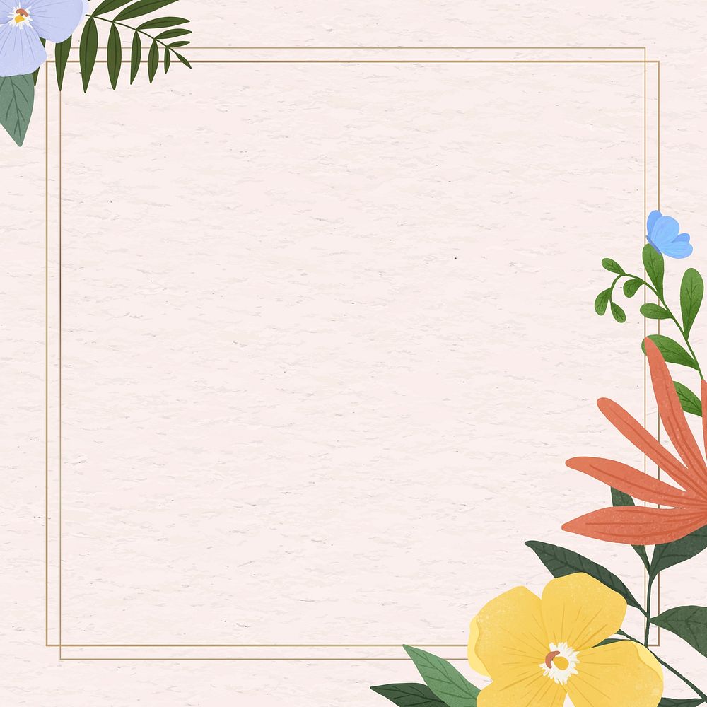 Rectangle flower frame vector on paper background