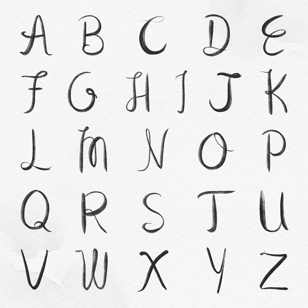 Hand drawn psd alphabet capital letter set