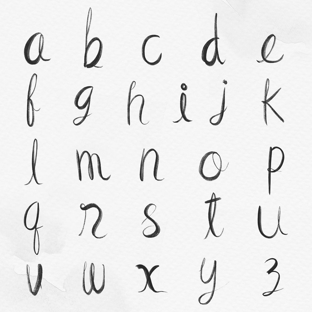 Lowercase cursive psd alphabet typography font