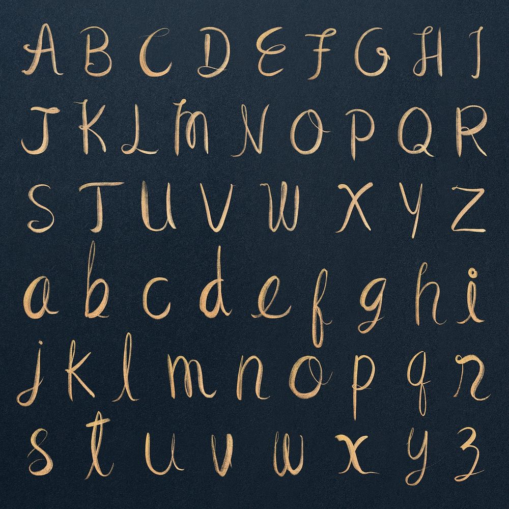 Calligraphy cursive alphabet psd set typography