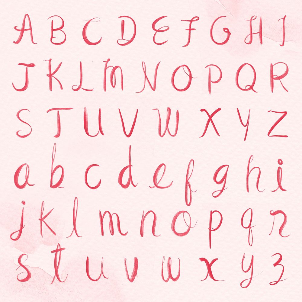 Cursive alphabet calligraphy psd set typography