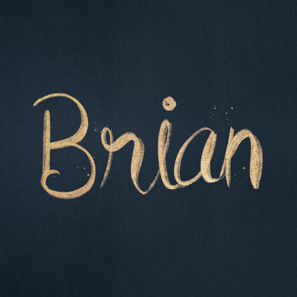 Glitter gold psd Brian name font typography