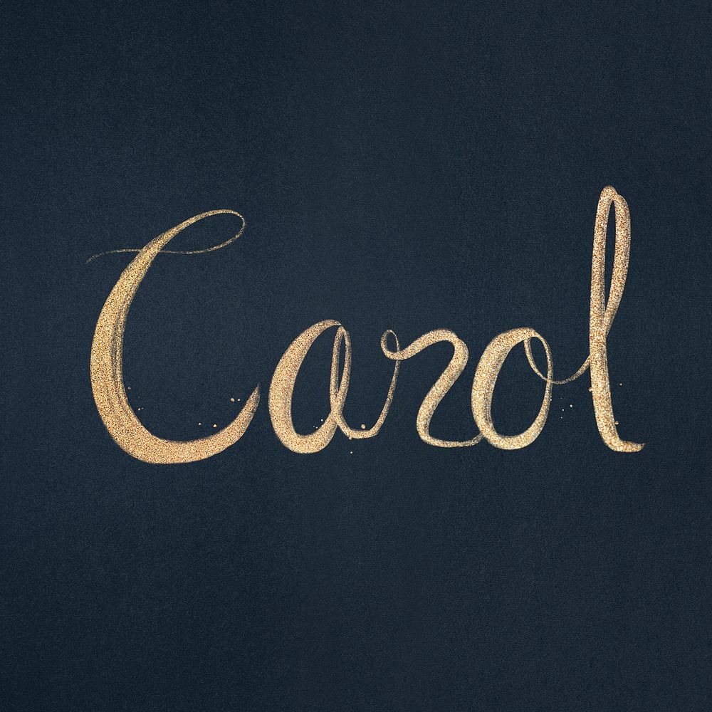 Sparkling gold font psd Carol typography