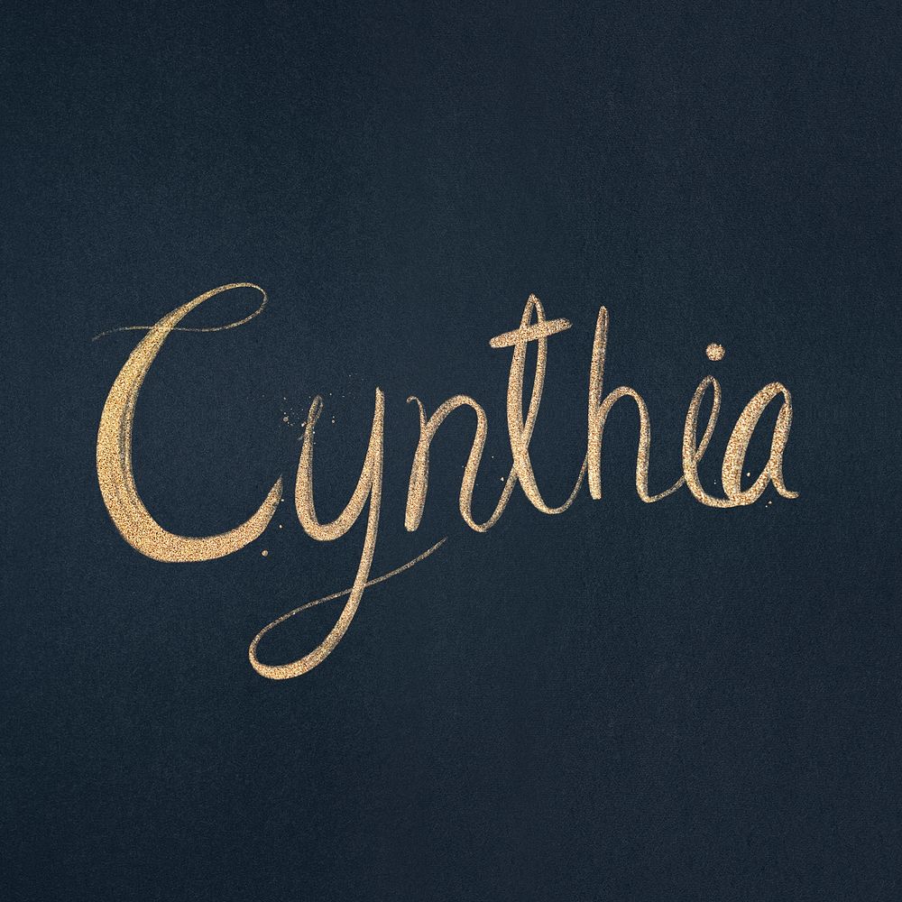 Sparkling gold Cynthia psd font typography