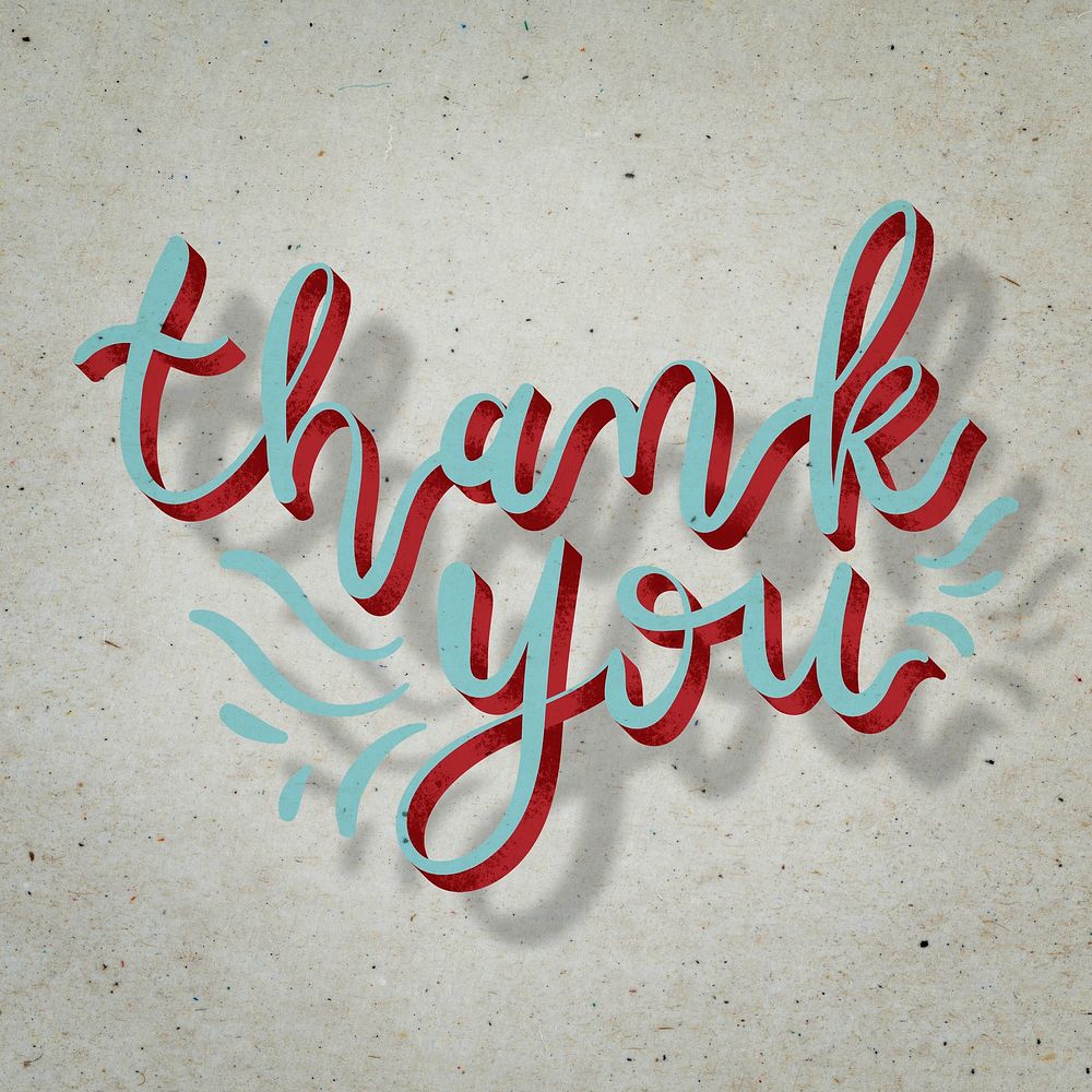 Calligraphy thank you black text psd
